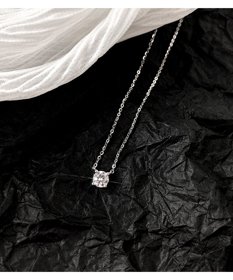 Single Diamond Necklace for Women, Niche Design