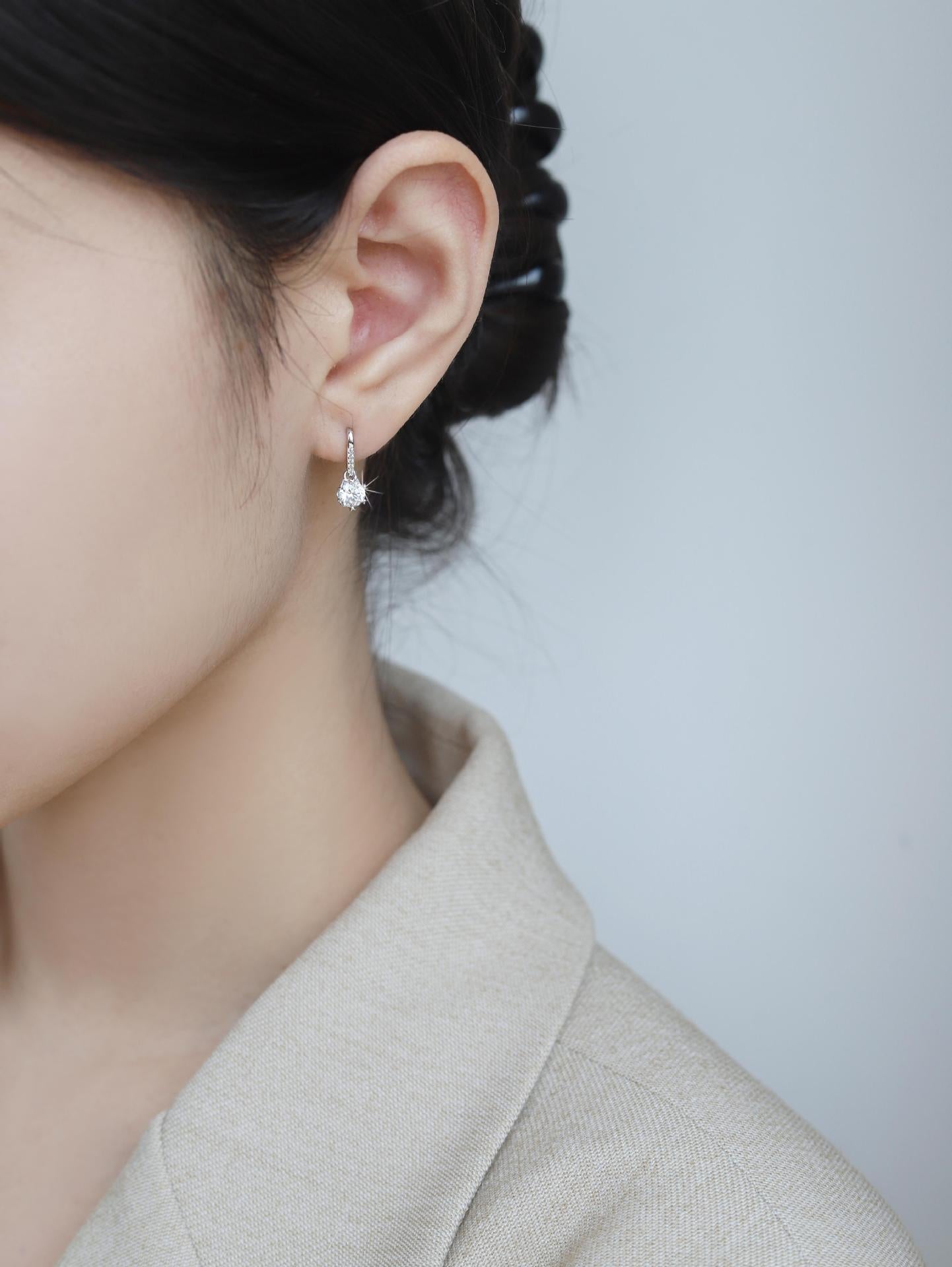 925 Sterling Silver Earrings Plated pt950 Simple Snowflake Tassel Stud Earrings Moissanite Ear Jewelry
