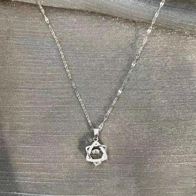 Beating Heart Heartbeat Hexagram Necklace for Women