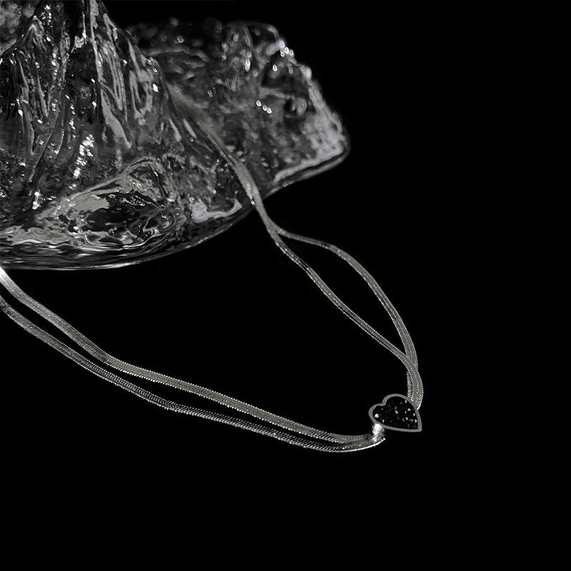 Dark Heart Double Layer Necklace for Women
