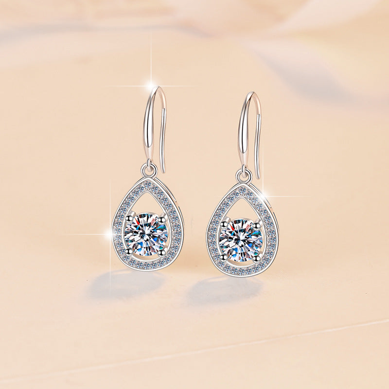 1 Carat Earrings with High-End Feel, Round Cut Moissanite 925 Silver Stud Earrings for Women