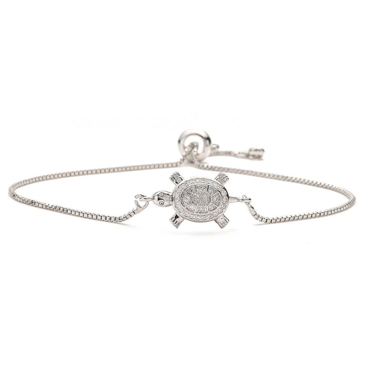 18K Gold Plated Copper Zircon Turtle Pendant Bracelet for Women, Unique Animal Jewelry Bracelet