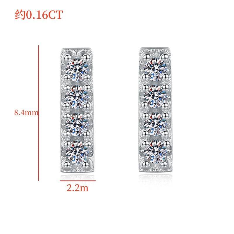 925 Sterling Silver Earrings Fashion Ins Style New Korean and Japanese Simple Versatile Niche Moissanite Jewelry