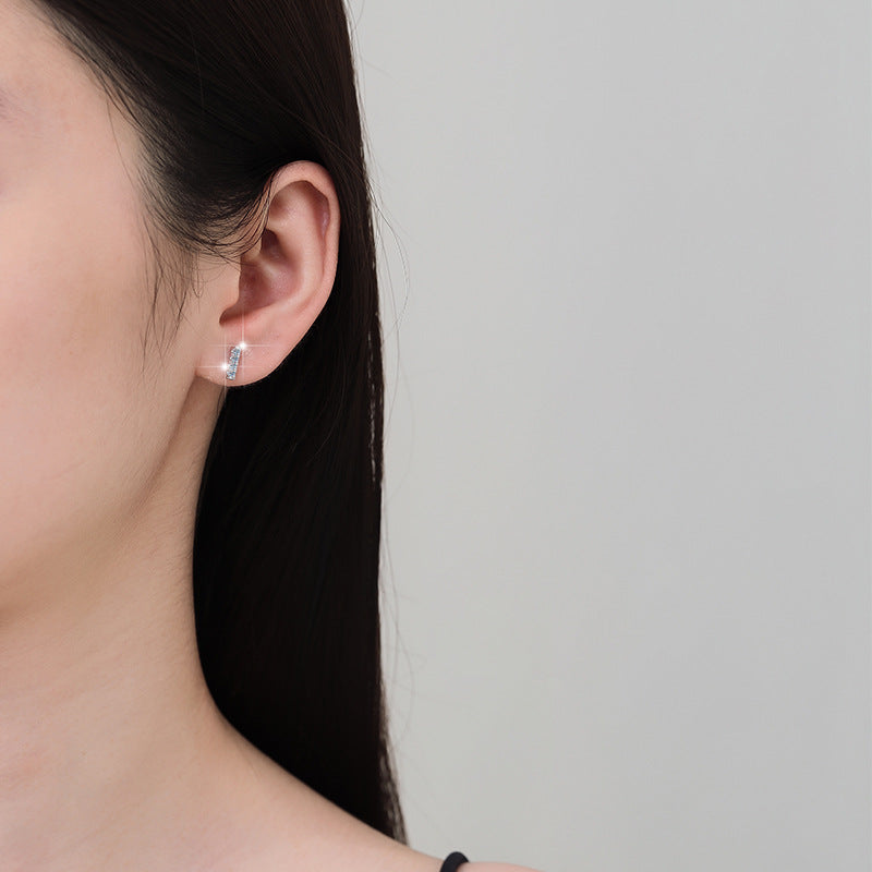 925 Sterling Silver Earrings Fashion Ins Style New Korean and Japanese Simple Versatile Niche Moissanite Jewelry