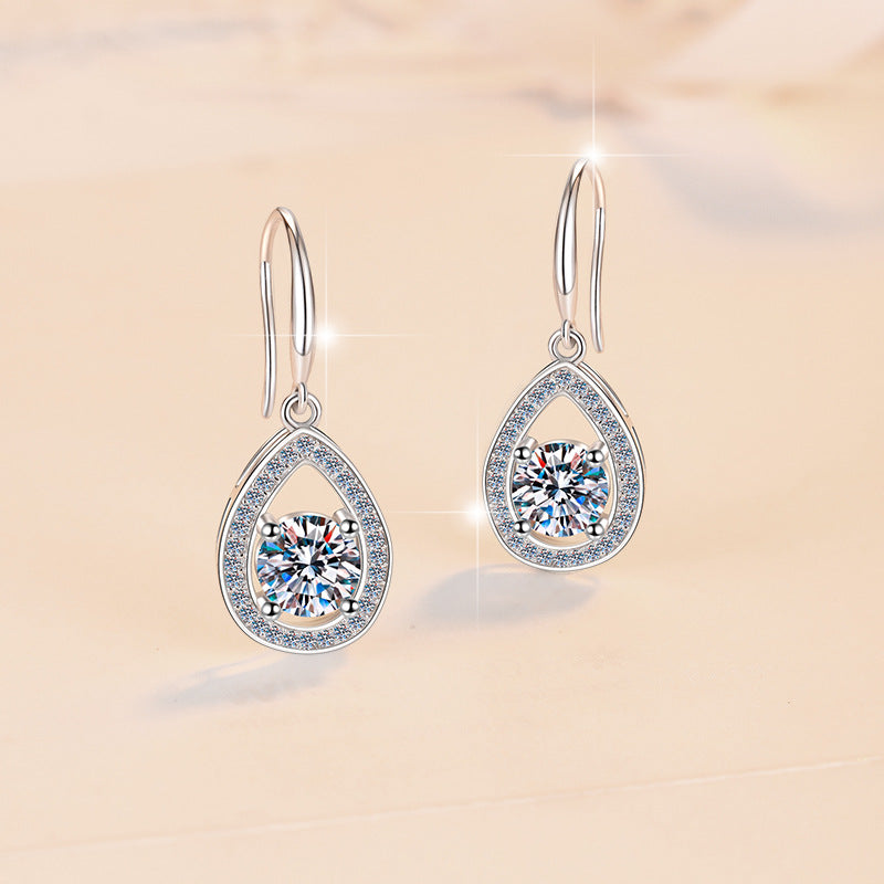 1 Carat Earrings with High-End Feel, Round Cut Moissanite 925 Silver Stud Earrings for Women