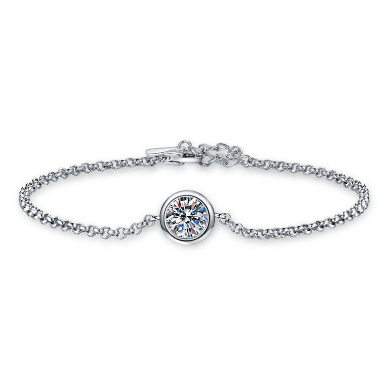 925 Sterling Silver Bracelet Small Bubble 1 Carat Moissanite Bracelet Platinum Plated Moissanite Jewelry