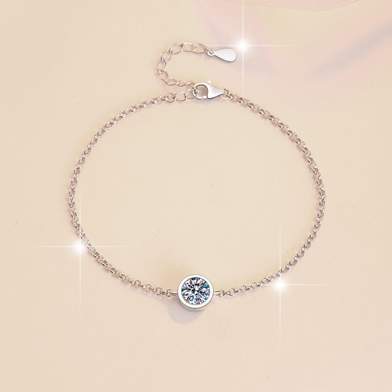 925 Sterling Silver Bracelet Small Bubble 1 Carat Moissanite Bracelet Platinum Plated Moissanite Jewelry