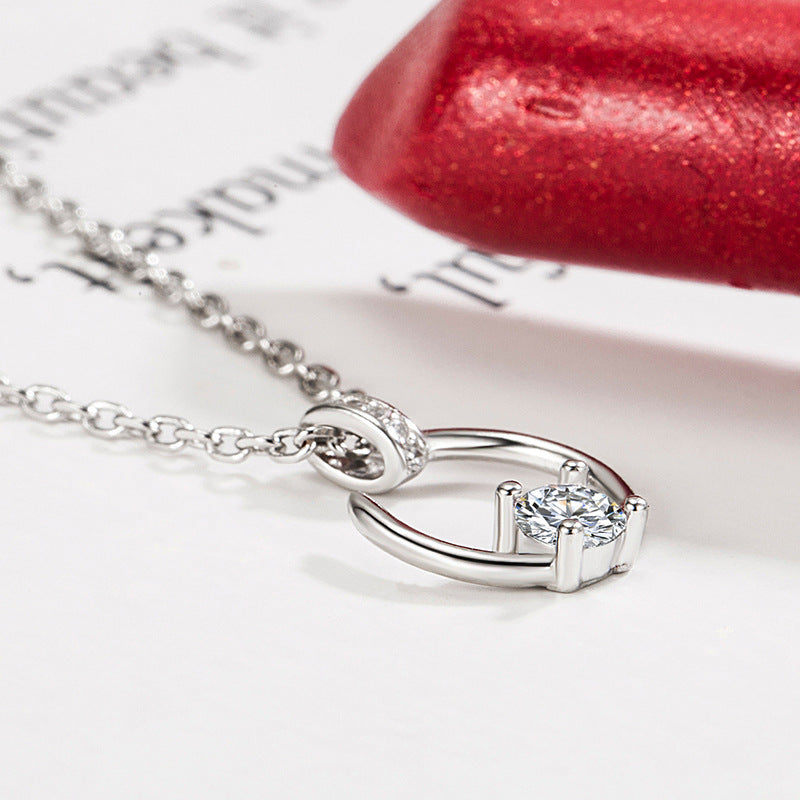 Sparkling Diamond Moon Necklace for Women