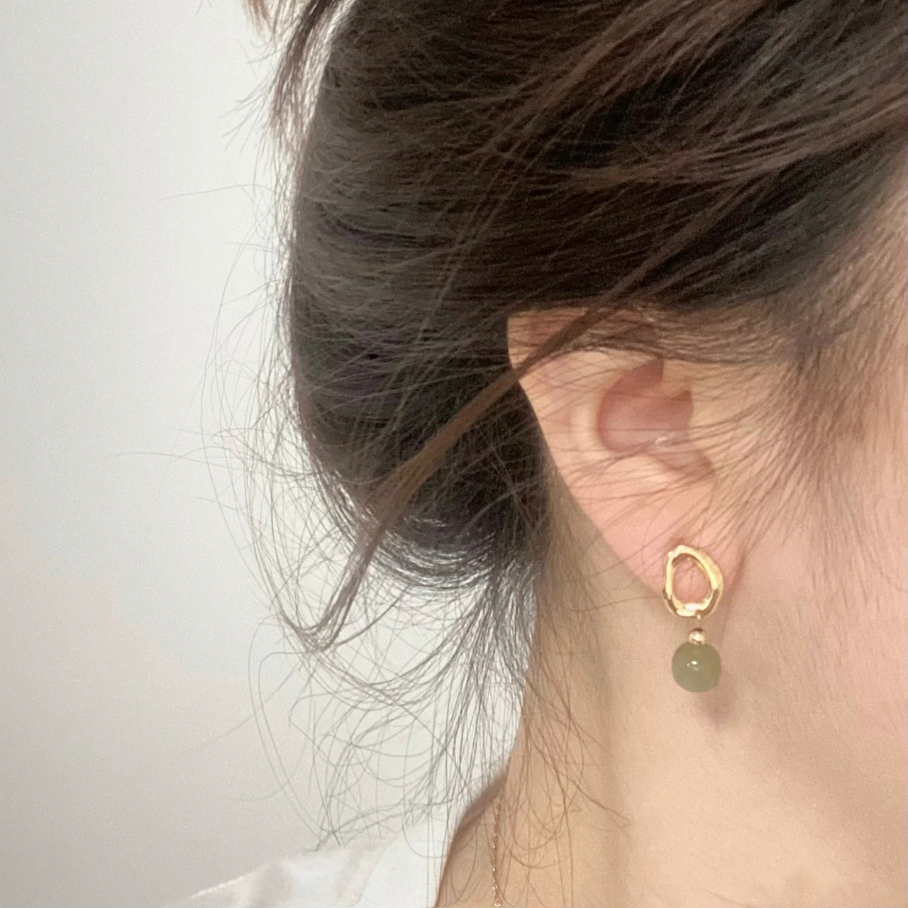 Hetian Jade Yang Green Earrings for Women