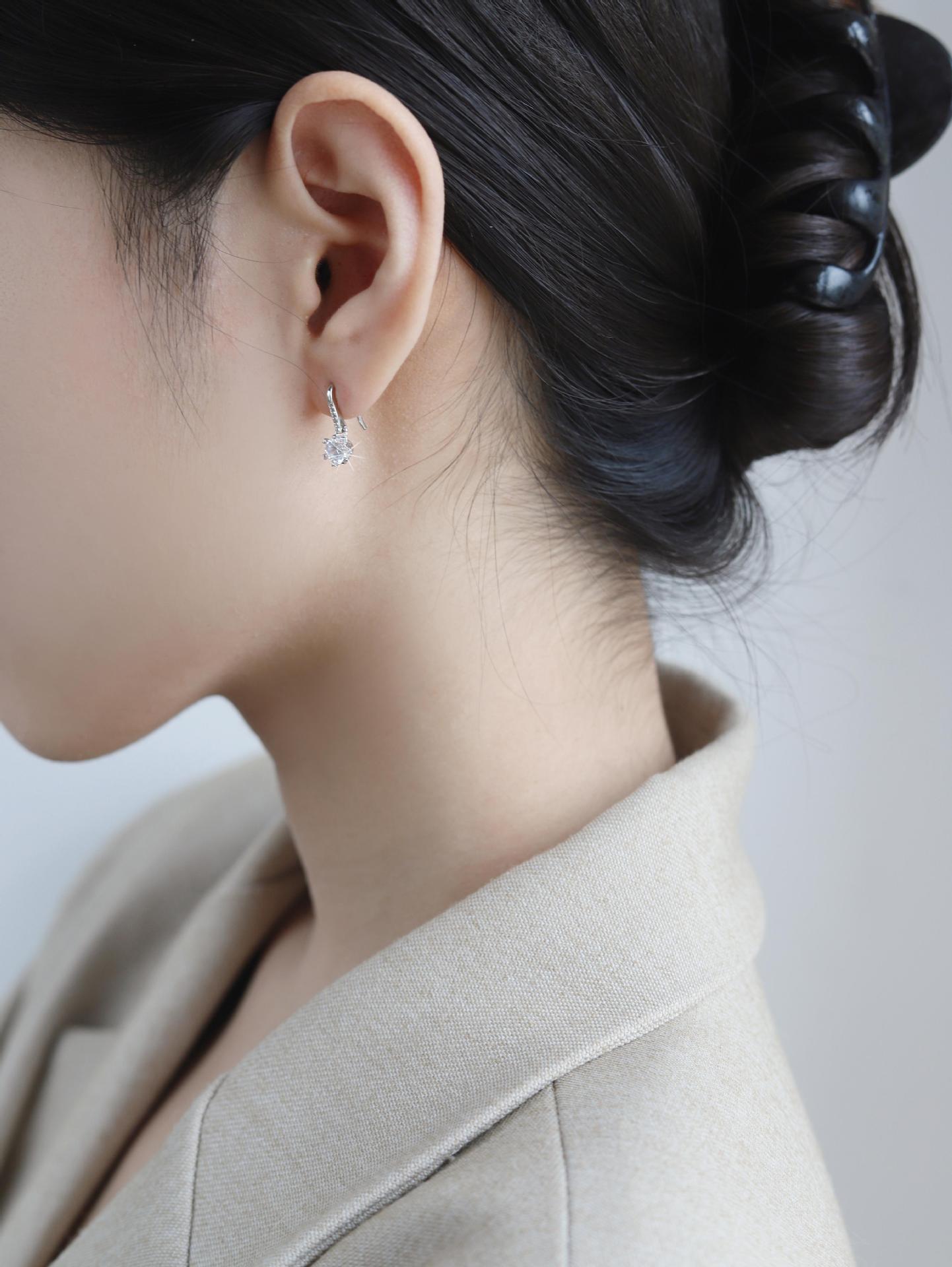 925 Sterling Silver Earrings Plated pt950 Simple Snowflake Tassel Stud Earrings Moissanite Ear Jewelry