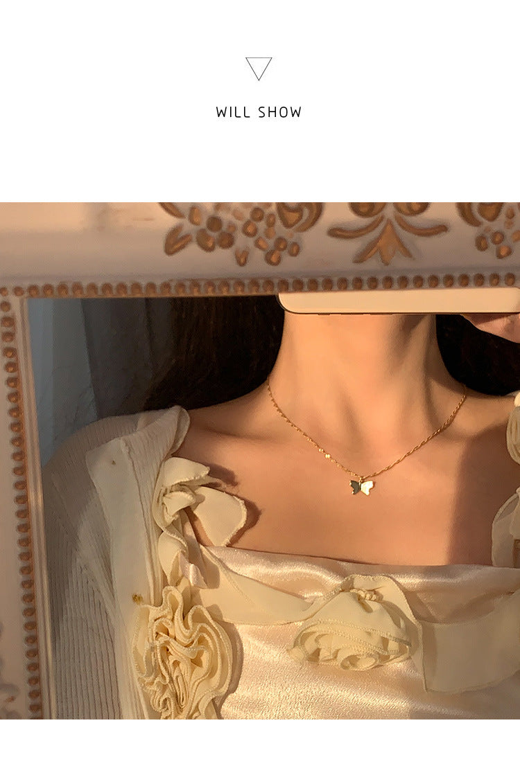 Woven Chain Butterfly Necklace Female Clavicle Chain Niche Design