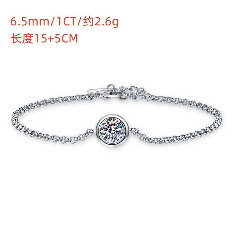 925 Sterling Silver Bracelet Small Bubble 1 Carat Moissanite Bracelet Platinum Plated Moissanite Jewelry