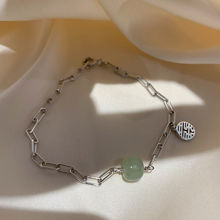 Transshipment Bead Jade Double Happiness Bracelet for Women