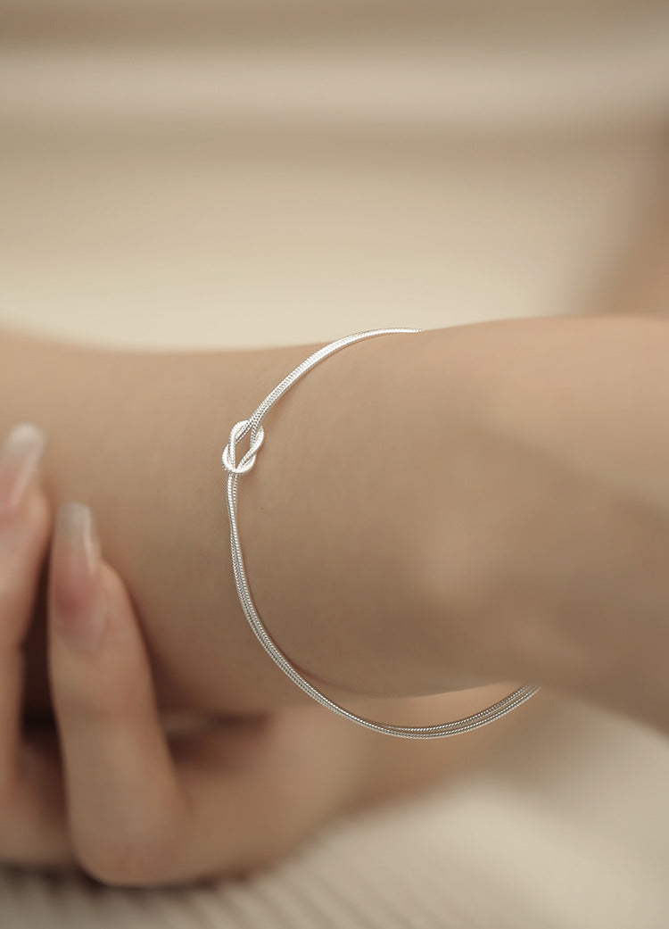Knotted Double Layer Snake Bone Bracelet for Women