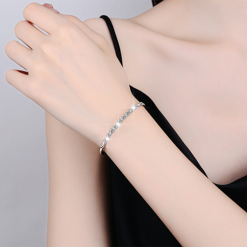 Colorful Moissanite Bracelet Fashion Adjustable D Color 0.1ct Bracelet Wholesale S925 Sterling Silver Women's Bracelet