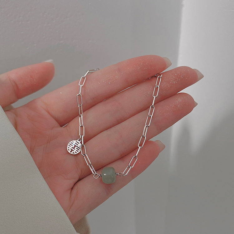 Transshipment Bead Jade Double Happiness Bracelet for Women
