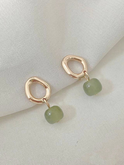 Hetian Jade Yang Green Earrings for Women