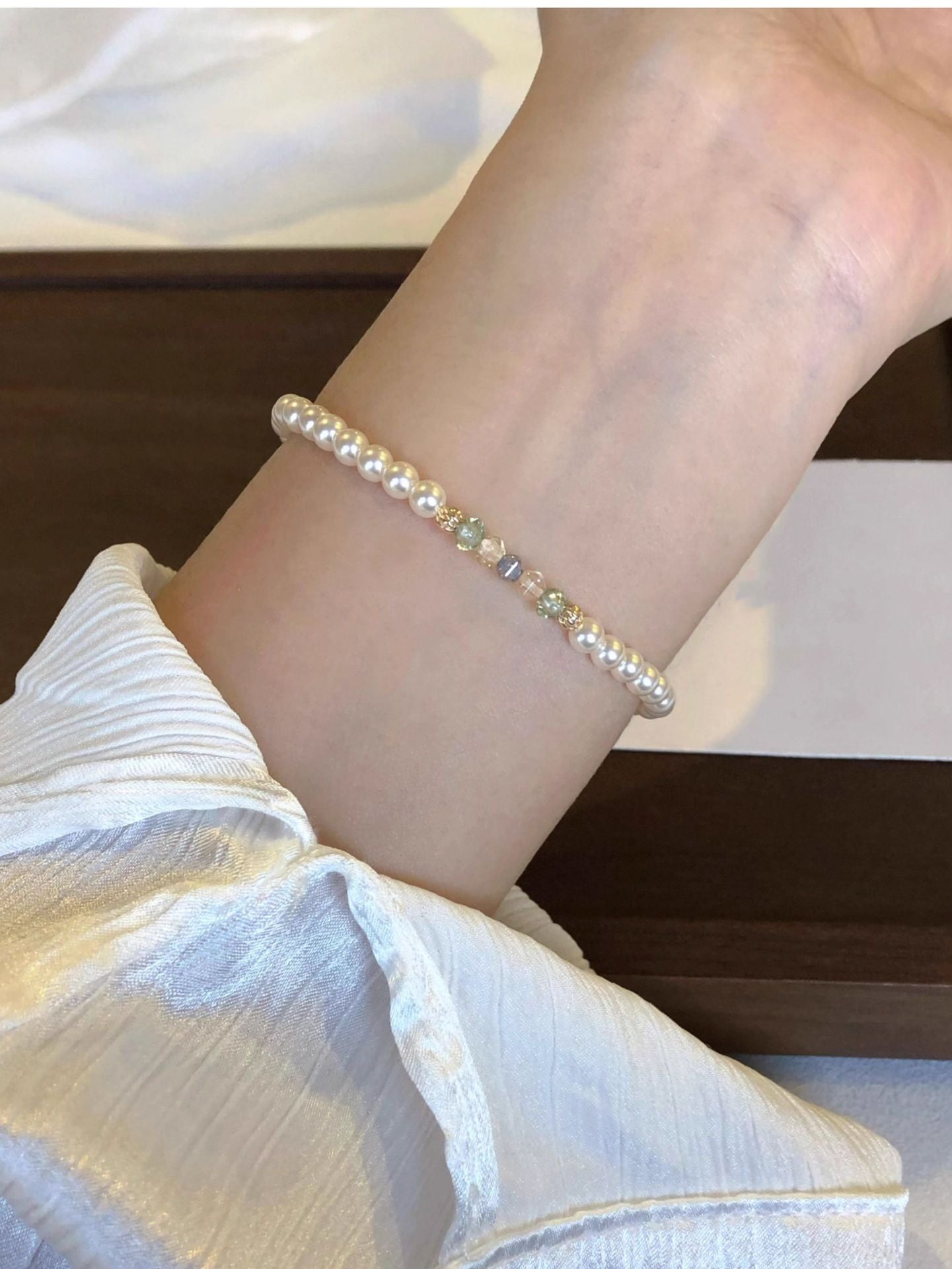 Pearl Colorful Czech Bead Patchwork Bracelet for Women