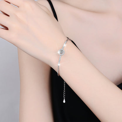 Moissanite Bracelet Plated PT950 Round Gra Elegant Live Streaming Manufacturer Wholesale Cross-Border Bracelet S925 Sterling Silver Bangle