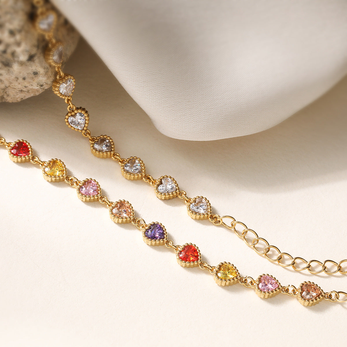 Niche High-End Versatile Fashionable Luxury Heart Zircon Stainless Steel Bracelet for Women