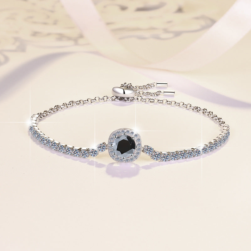 S925 Sterling Silver Bracelet for Women, Colorful Moissanite Star Bracelet