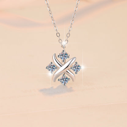 New 925 Sterling Silver Necklace Cross Small Gold Plated Pt950 High-end Light Luxury Collarbone Chain