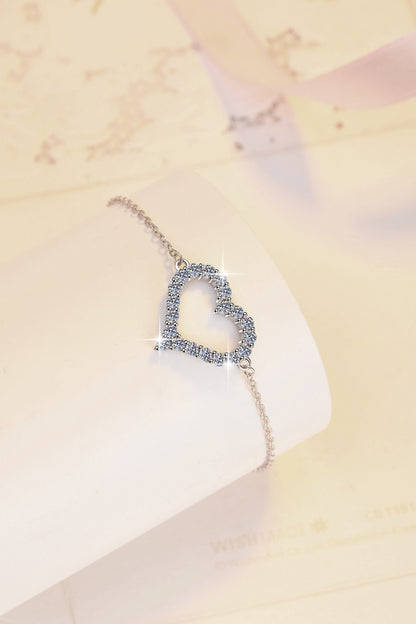 Korean Version Moissanite Bracelet S925 Sterling Silver Jewelry Heart-shaped Set Fashion Sweet Bracelet