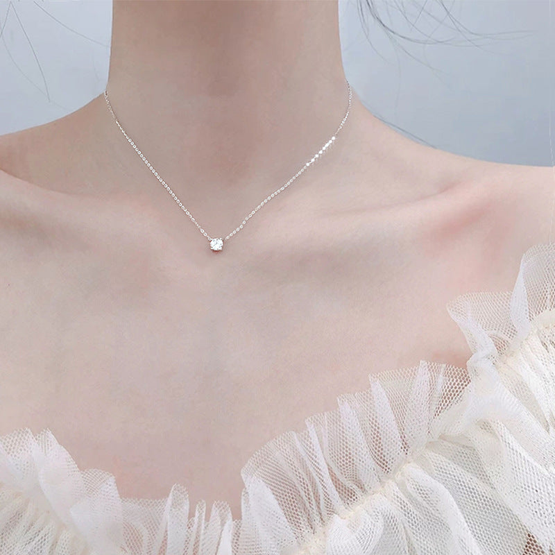 Single Diamond Necklace for Women Niche Design