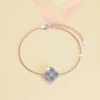 Four-leaf Clover Bracelet Korean Fashion European and American Hot-selling Moissanite Jewelry High-end S925 Silver Jewelry Wholesale Cross-border