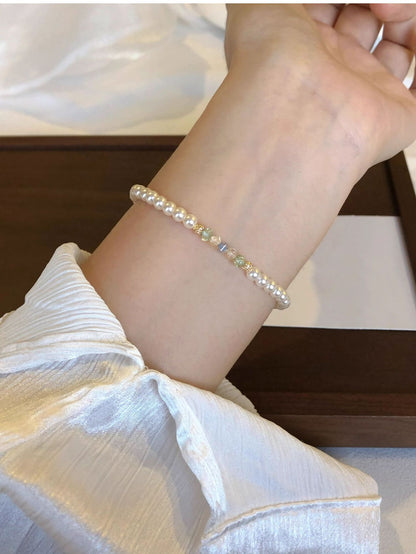 Pearl Colorful Czech Bead Patchwork Bracelet for Women