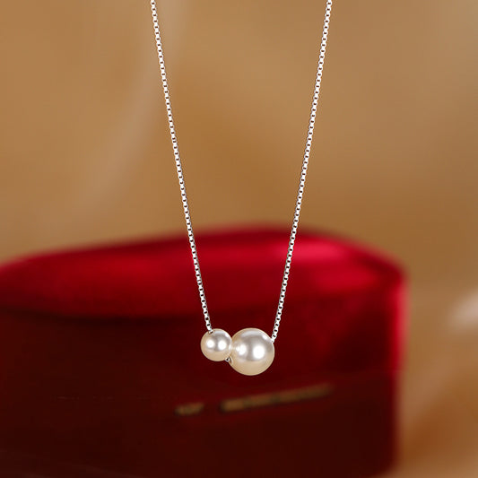 Two Pearl Necklace for Women Fashion Simple Light Luxury Niche Design
