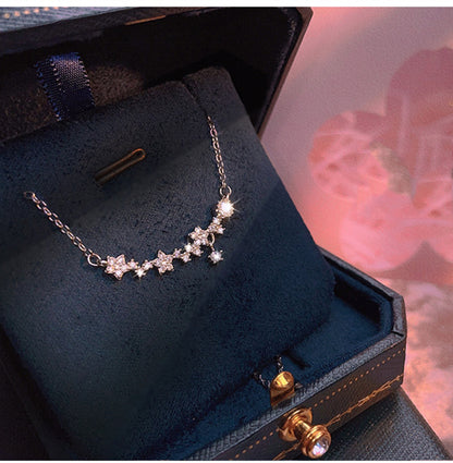 Full Diamond Galaxy Smile Shooting Star Necklace for Women