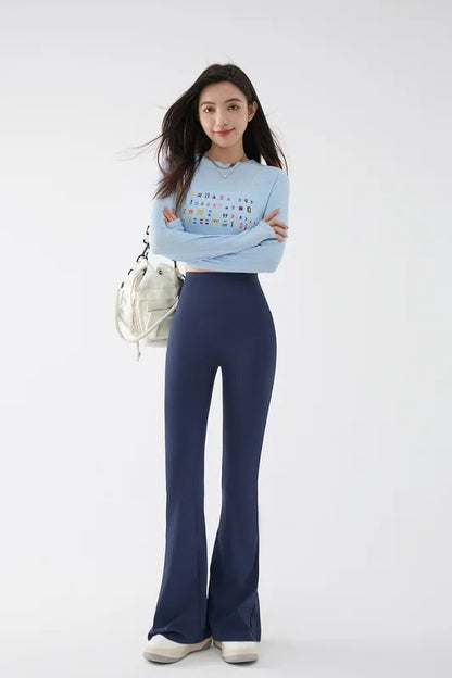 New High Waist Flared Shark Pants for Women Summer Stretchy Bootcut Shark Pants Retro Casual Trousers Streetwear Woman clothes