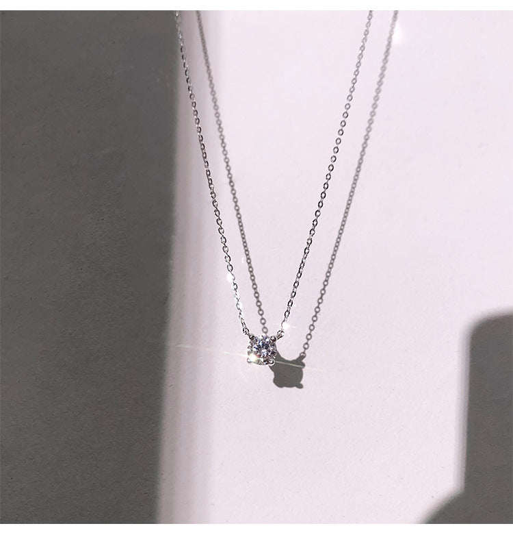 Single Diamond Necklace for Women Niche Design