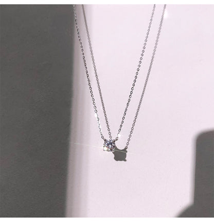 Single Diamond Necklace for Women Niche Design