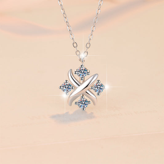 New 925 Sterling Silver Necklace Cross Small Gold Plated Pt950 High-end Light Luxury Collarbone Chain