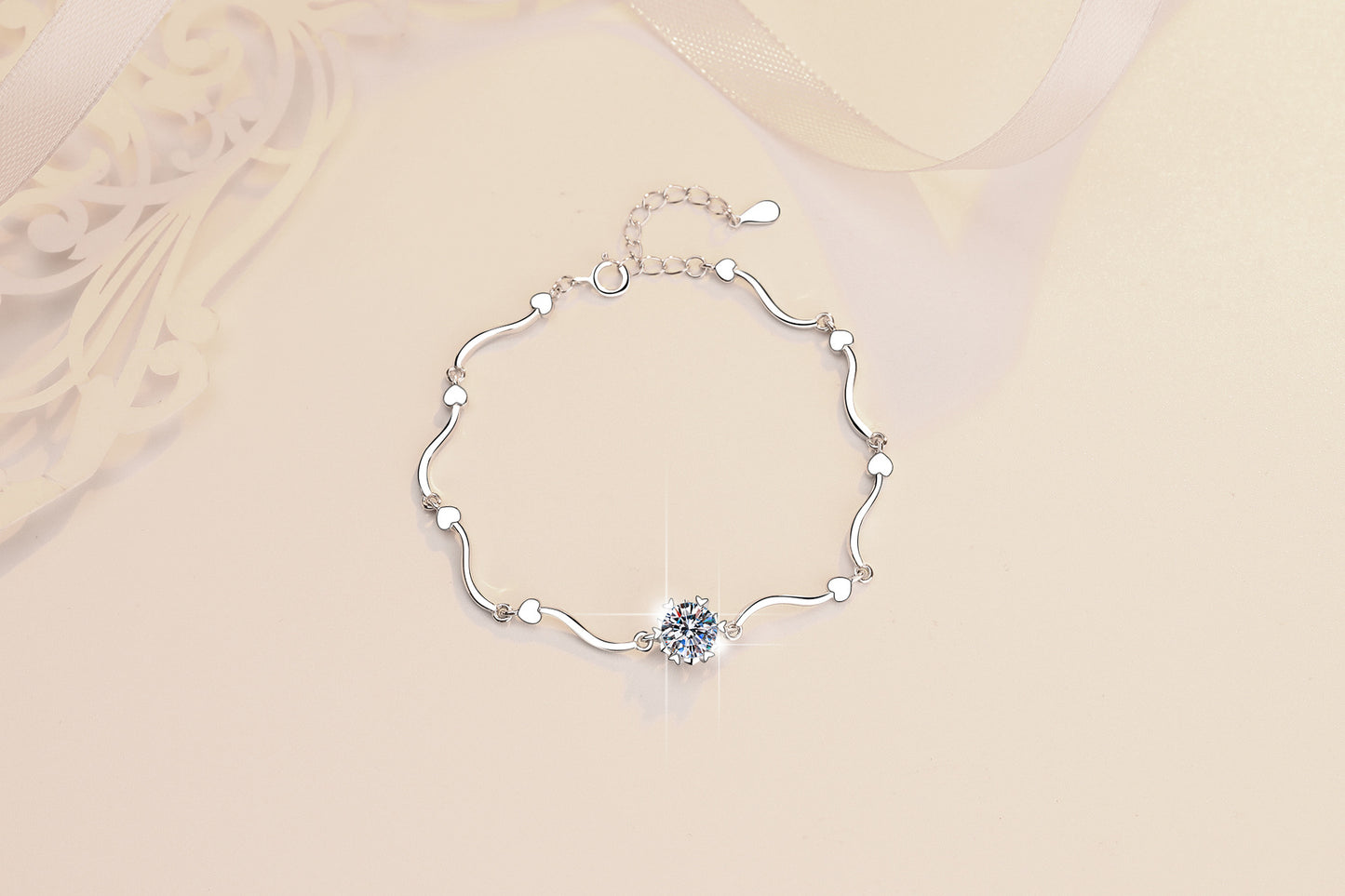 Manufacturer Wholesale S925 Sterling Silver Bracelet Snowflake Simple Women's Bracelet Fashion D Color 1 Carat Moissanite Jewelry Cross-Border