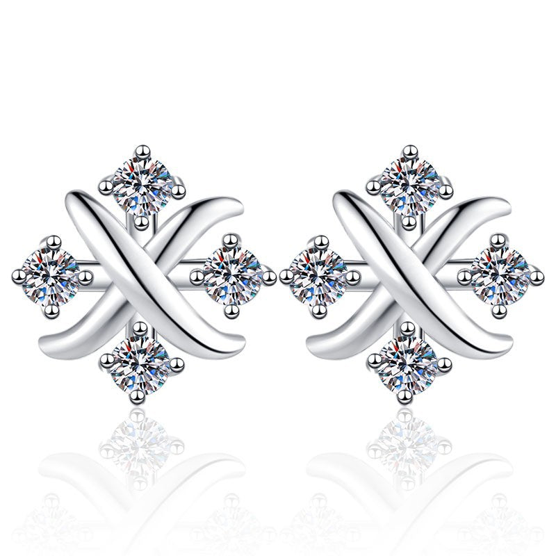 Moissanite Earrings Small Windmill Earrings Exquisite High-End Versatile S925 Silver Stud Earrings for Women