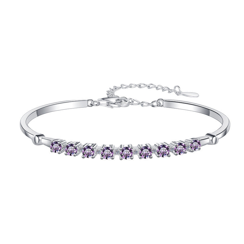 Colorful Moissanite Bracelet Fashion Adjustable D Color 0.1ct Bracelet Wholesale S925 Sterling Silver Women's Bracelet