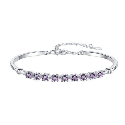 Colorful Moissanite Bracelet Fashion Adjustable D Color 0.1ct Bracelet Wholesale S925 Sterling Silver Women's Bracelet