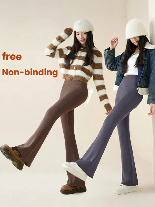 High Waist Flare Leggings Women Winter Fleece Lined Tummy Control Butt Lift Yoga Pants Stretchy Casual Bootcut Palazzo Trousers