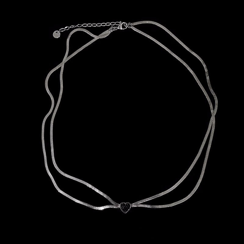 Dark Heart Double Layer Necklace for Women