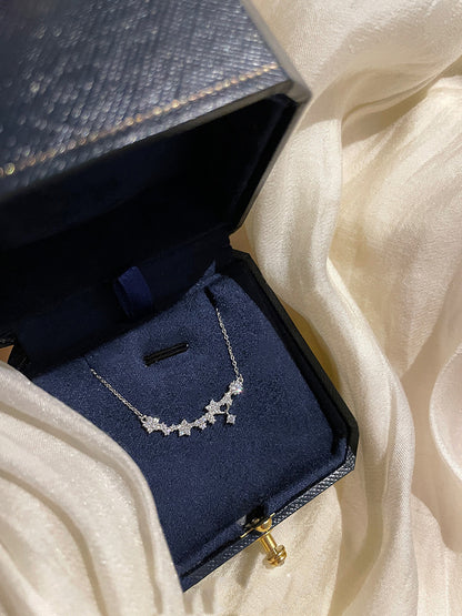 Full Diamond Galaxy Smile Shooting Star Necklace for Women