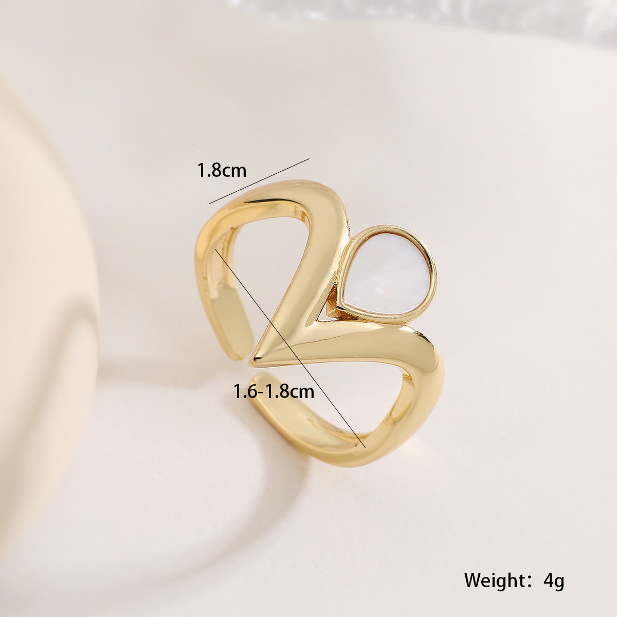 Vintage Copper Plated 18K Gold Zircon Heart Butterfly Geometric Open Ring for Women Personality Ring