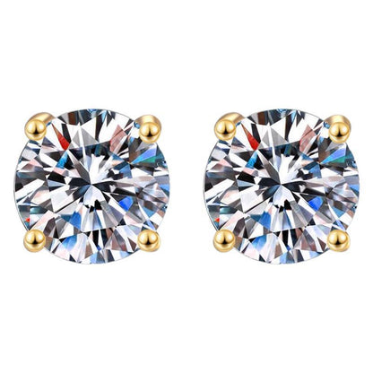 Moissanite Earrings for Women 925 Sterling Silver Simple Four-Prong 18K Gold Plated Carat Diamond Jewelry