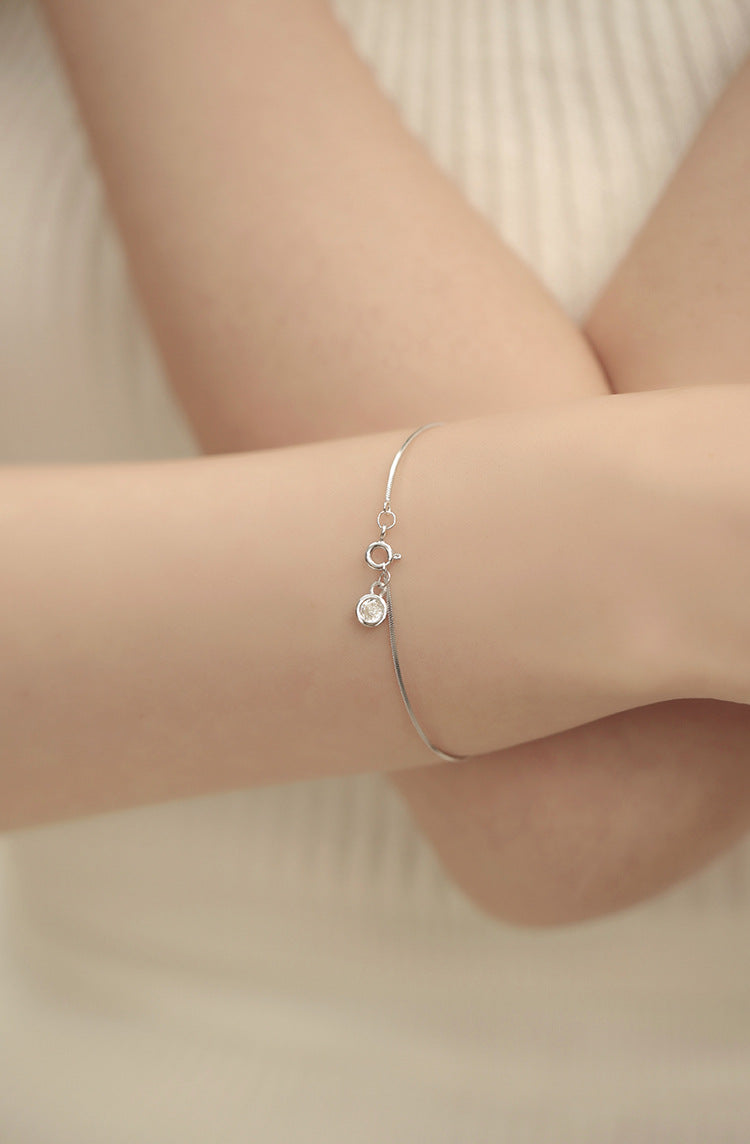 Single Diamond Snake Bone Bracelet for Women Fashion Simple Ins Style