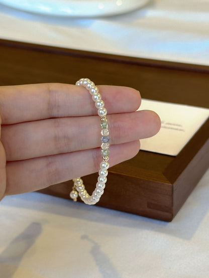 Pearl Colorful Czech Bead Patchwork Bracelet for Women