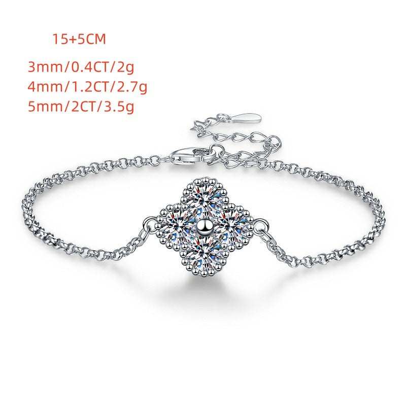 Four-leaf Clover Bracelet Korean Fashion European and American Hot-selling Moissanite Jewelry High-end S925 Silver Jewelry Wholesale Cross-border