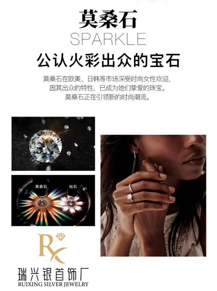 s925Sterling Silver Bracelet1Carat Plated pt950Fashion Versatile Jewelry Manufacturer Cross-Border Moissanite Hand Jewelry Wholesale