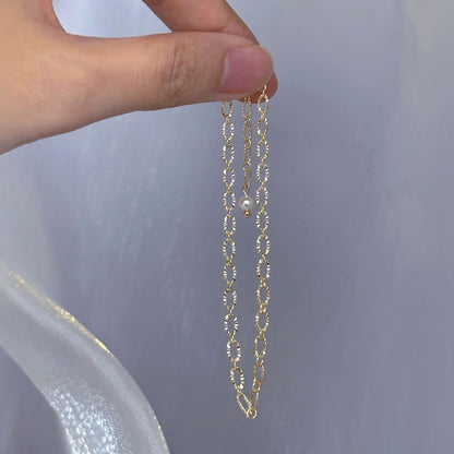 Plain Circle Sparkling Lace Pearl Bracelet for Women